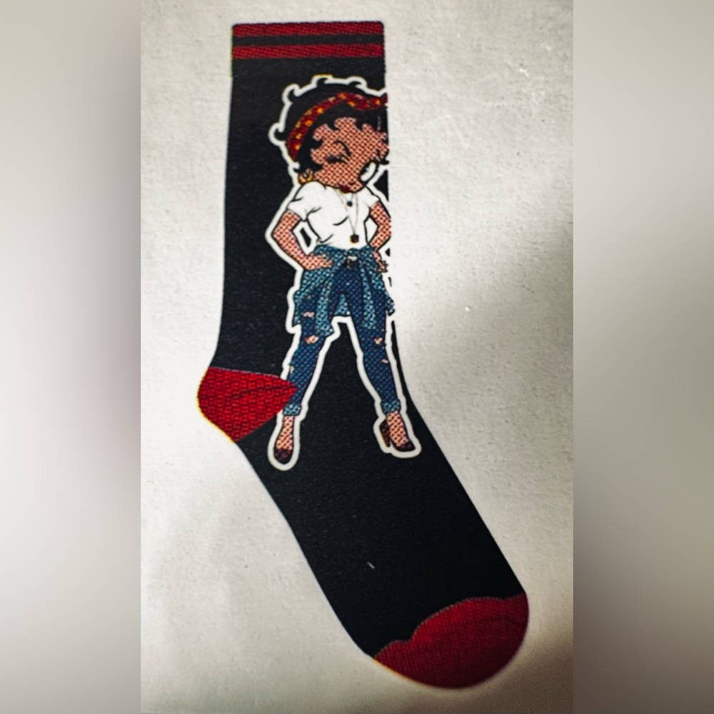 Betty Boop Black and Red Crew Socks
